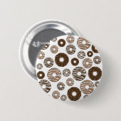Donut Pattern, Chocolate Donuts, Karamel Donuts Ronde Button 5,7 Cm (Voorkant /achterkant)