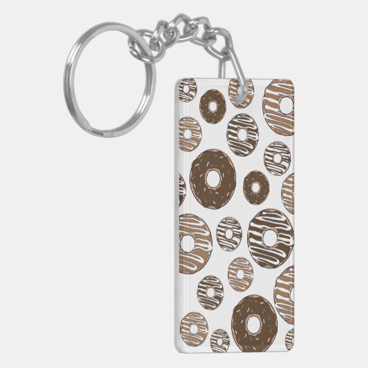 Donut Pattern, Chocolate Donuts, Karamel Donuts Sleutelhanger (Voorkant Links)
