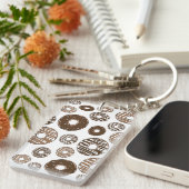 Donut Pattern, Chocolate Donuts, Karamel Donuts Sleutelhanger (Voorkant Rechts)