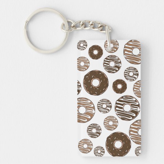 Donut Pattern, Chocolate Donuts, Karamel Donuts Sleutelhanger (Voorkant)