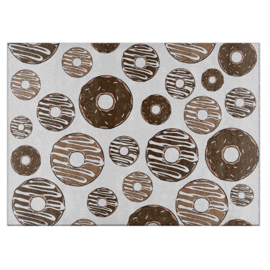 Donut Pattern, Chocolate Donuts, Karamel Donuts Snijplank (Voorkant)
