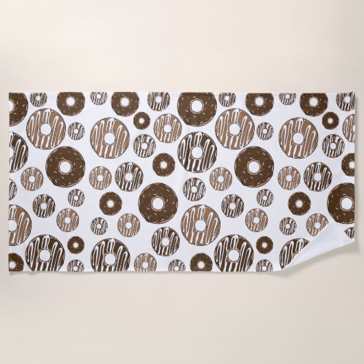 Donut Pattern, Chocolate Donuts, Karamel Donuts Strandlaken (Voorkant)