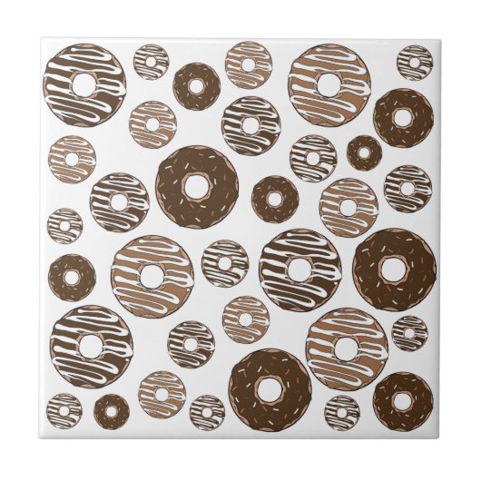 Donut Pattern, Chocolate Donuts, Karamel Donuts Tegeltje (Voorkant)