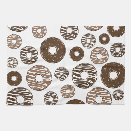 Donut Pattern, Chocolate Donuts, Karamel Donuts Theedoek (Horizontaal)