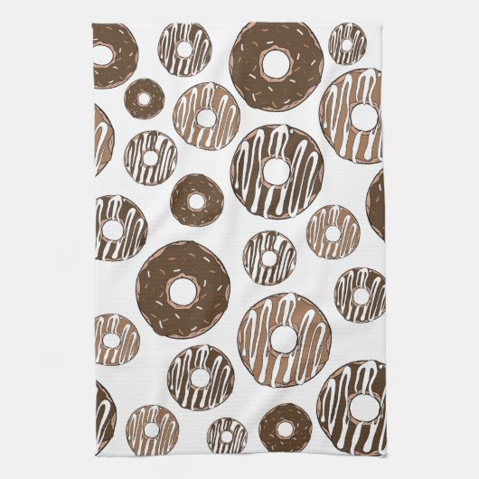Donut Pattern, Chocolate Donuts, Karamel Donuts Theedoek (Verticaal)