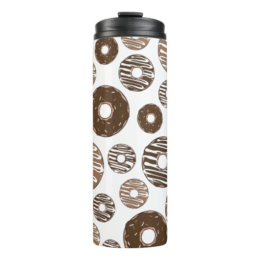 Donut Pattern, Chocolate Donuts, Karamel Donuts Thermosbeker (Voorkant)