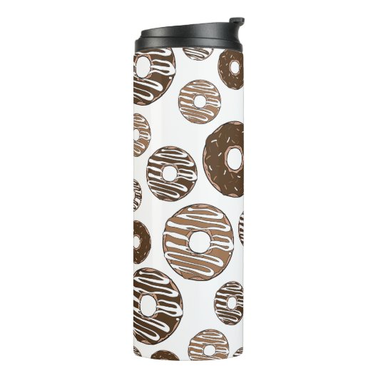 Donut Pattern, Chocolate Donuts, Karamel Donuts Thermosbeker (Gedraaid links)