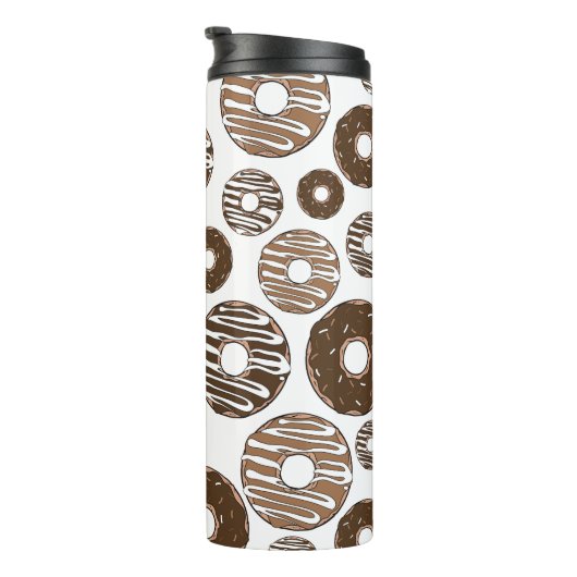 Donut Pattern, Chocolate Donuts, Karamel Donuts Thermosbeker (Geroteerd rechts)