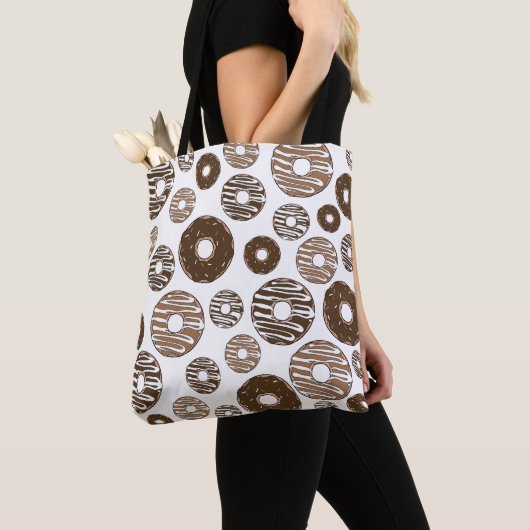 Donut Pattern, Chocolate Donuts, Karamel Donuts Tote Bag (Dichtbij)