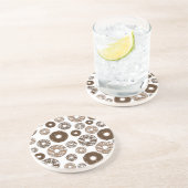 Donut Pattern, Chocolate Donuts, Karamel Donuts Zandsteen Onderzetter (Zijkant)