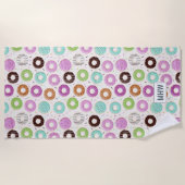 Donut Pattern monogram strandhanddoek Strandlaken (Voorkant)