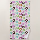 Donut Pattern monogram strandhanddoek Strandlaken (Voorkant)