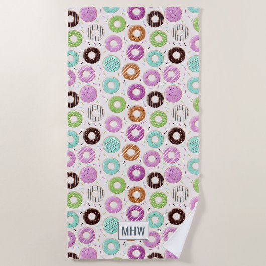 Donut Pattern monogram strandhanddoek Strandlaken (Voorkant)