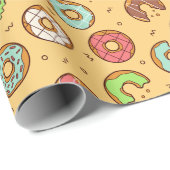 Donut Pattern | Oranje crème Cadeaupapier (Rol Hoek)