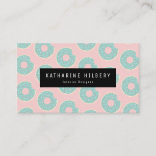 Donut Pattern Pink & Mint Green Visitekaartje