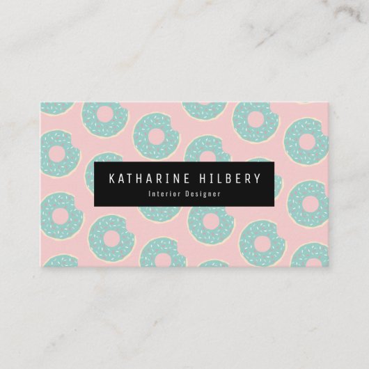 Donut Pattern Pink & Mint Green Visitekaartje (Voorkant)