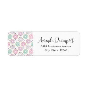 Donut Pattern Schattige kleurrijk adres Etiket