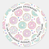 Donut Pattern Schattige kleurrijk adres Ronde Sticker (Voorkant)