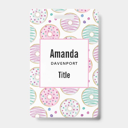 Donut Pattern Schattige Kleurrijk Badge (Voorkant)