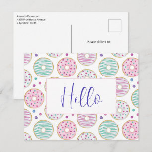 Donut Pattern Schattige Kleurrijk Briefkaart