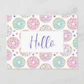 Donut Pattern Schattige Kleurrijk Briefkaart (Voorkant)