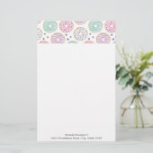 Donut Pattern Schattige Kleurrijk Briefpapier (Staand voorkant)