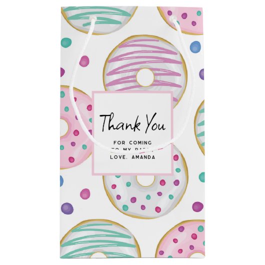 Donut Pattern Schattige Kleurrijk Dank u Klein Cadeauzakje (Achterkant)