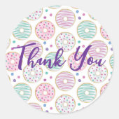 Donut Pattern Schattige Kleurrijk Dank u Ronde Sticker (Voorkant)