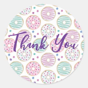 Donut Pattern Schattige Kleurrijk Dank u Ronde Sticker
