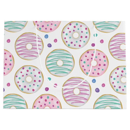 Donut Pattern Schattige Kleurrijk Groot Cadeauzakje (Voorkant)