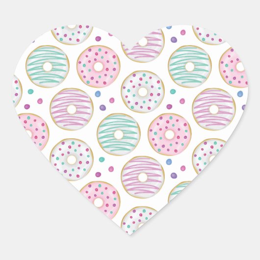 Donut Pattern Schattige Kleurrijk Hart Sticker (Voorkant)