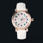 Donut Pattern Schattige Kleurrijk Horloge<br><div class="desc">Een horloge met een heerlijk leuk patroon. Illustratie van pastelroze en groene donuts met strooien en ijsjes.</div>