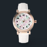 Donut Pattern Schattige Kleurrijk Horloge<br><div class="desc">Een horloge met een heerlijk leuk patroon. Illustratie van pastelroze en groene donuts met strooien en ijsjes.</div>