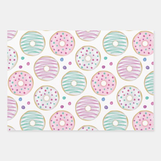 Donut Pattern Schattige Kleurrijk Inpakpapier Vel (Voorkant 3)