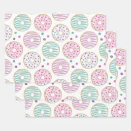 Donut Pattern Schattige Kleurrijk Inpakpapier Vel