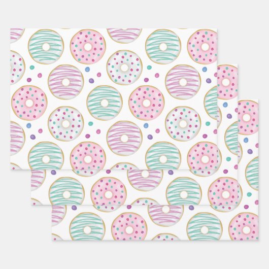 Donut Pattern Schattige Kleurrijk Inpakpapier Vel (Set)