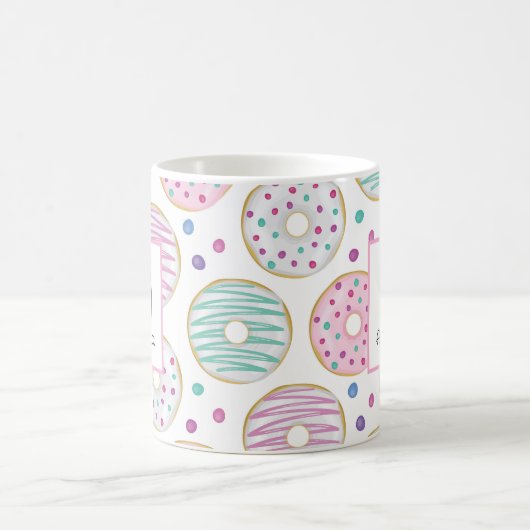 Donut Pattern Schattige Kleurrijk Koffiemok (Center)