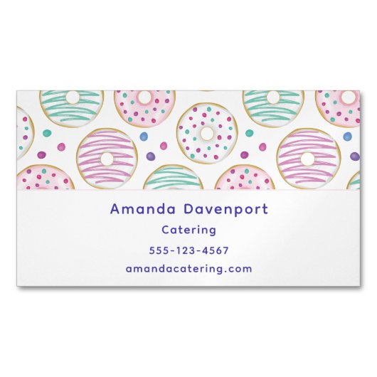 Donut Pattern Schattige Kleurrijk Magnetisch Visitekaartje (Voorkant)