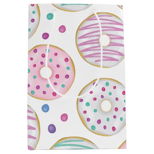 Donut Pattern Schattige Kleurrijk Medium Cadeauzakje (Voorkant)