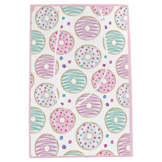 Donut Pattern Schattige Kleurrijk Medium Cadeauzakje (Voorkant)