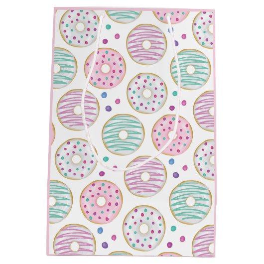 Donut Pattern Schattige Kleurrijk Medium Cadeauzakje (Achterkant)