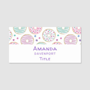 Donut Pattern Schattige Kleurrijk Naamplaatje