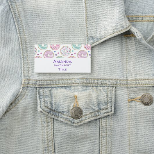 Donut Pattern Schattige Kleurrijk Naamplaatje (In situ)