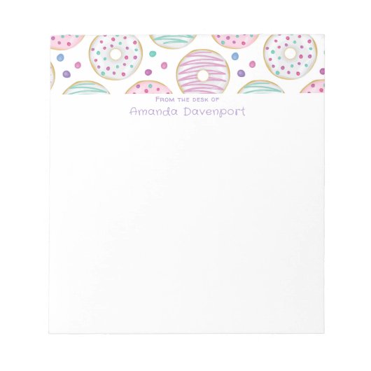 Donut Pattern Schattige Kleurrijk Notitieblok (Voorkant)
