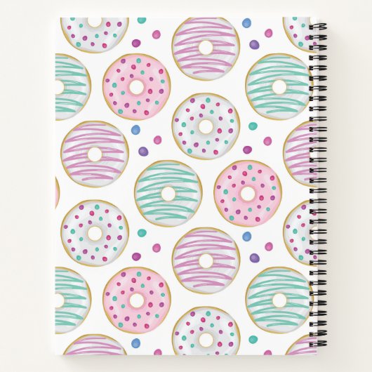 Donut Pattern Schattige Kleurrijk Notitieboek (Achterkant)