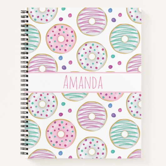 Donut Pattern Schattige Kleurrijk Notitieboek (Voorkant)