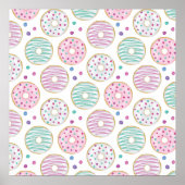 Donut Pattern Schattige Kleurrijk Poster (Voorkant)