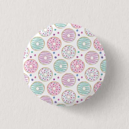 Donut Pattern Schattige Kleurrijk Ronde Button 3,2 Cm (Voorkant)