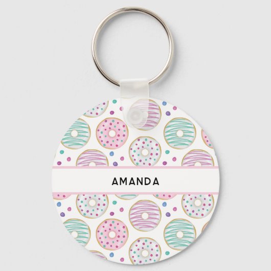 Donut Pattern Schattige Kleurrijk Sleutelhanger (Voorkant)