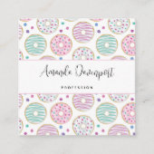 Donut Pattern Schattige Kleurrijk Vierkante Visitekaartje (Voorkant)